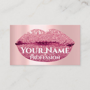 Tarjeta De Visita Rosa de maquillaje besó a Purpurina rosa