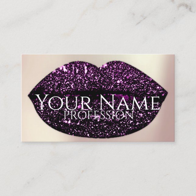 Tarjeta De Visita Rosa de maquillaje besó los labios Violet Glam Pur (Anverso)