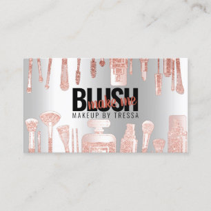 Tarjeta De Visita Rosa de maquillaje Purpurina + Hielo Platinum met
