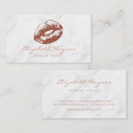 Tarjeta De Visita Rosa de mármol Oro Lips Artista de maquillaje de l