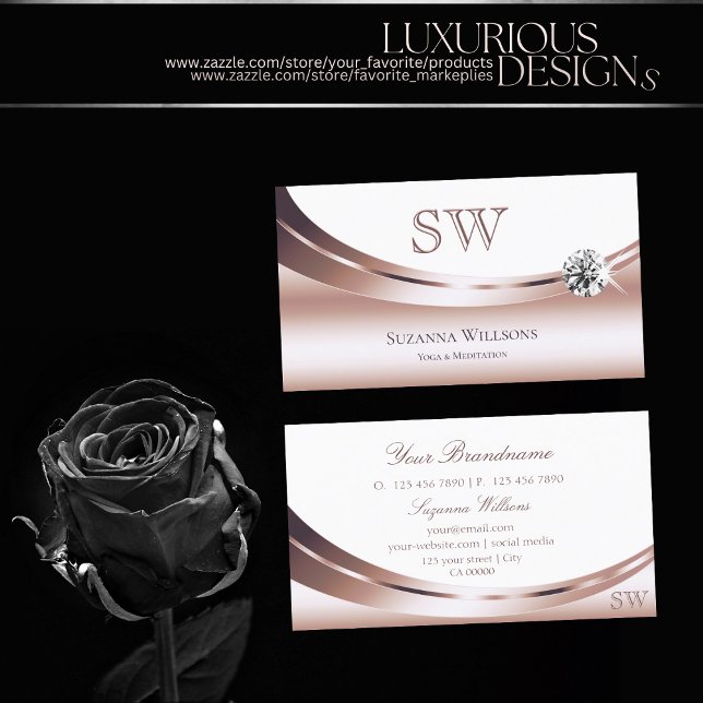 Tarjeta De Visita Rosa de moda Oro Blanco con Diamante de centeno de (Subido por el creador)