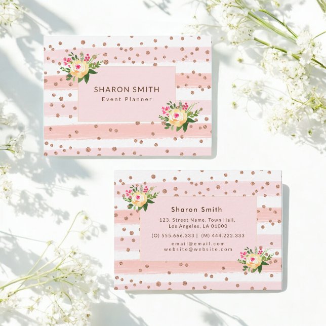 Tarjeta De Visita Rosa de moda Purpurina blanco rosado (Subido por el creador)