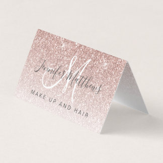Tarjeta De Visita Rosa de moda Purpurina de oro Makeup Salón de Arti