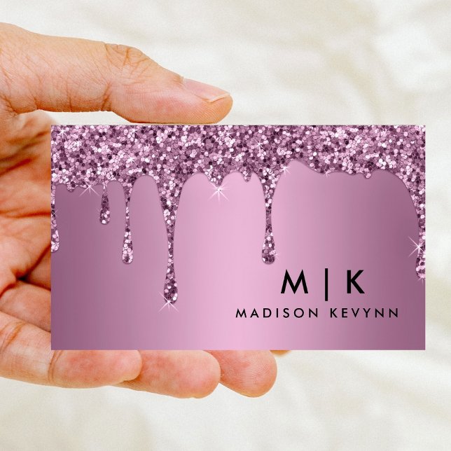 Tarjeta De Visita Rosa de moda Purpurina de oro Makeup Salón de Arti (Subido por el creador)
