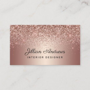 Tarjeta De Visita Rosa de Moda Purpurina Gold Glam Professional