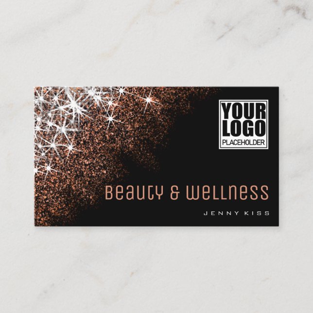 Tarjeta De Visita Rosa de moda Purpurina Gold Professional Wellness (Anverso)