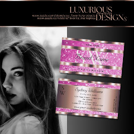 Tarjeta De Visita Rosa de moda Purpurina rosa dorado Estrellas de es