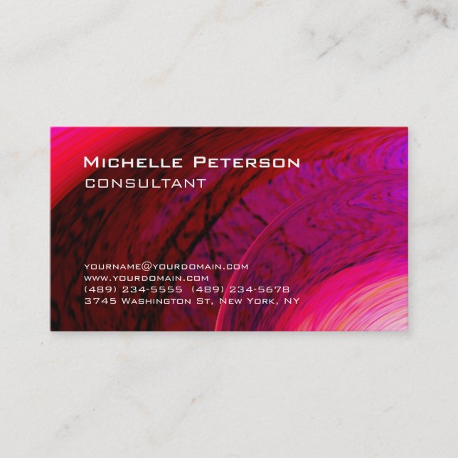 Tarjeta De Visita Rosa de moda Rojo Rojo Futurista Moderno (Anverso)