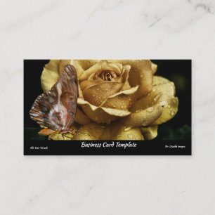 Tarjeta De Visita Rosa de oro Alas de perro mariposa