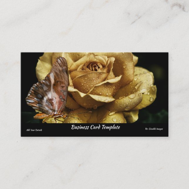 Tarjeta De Visita Rosa de oro Alas de perro mariposa (Anverso)