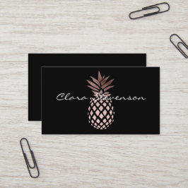 Tarjeta De Visita rosa de oro claro elegante piña tropical