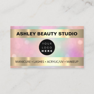 Tarjeta De Visita Rosa de oro con el logotipo de peluquero Nail Make