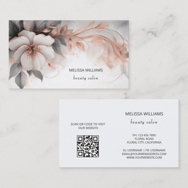Tarjeta De Visita Rosa de Oro de Lujo Flor 3D (Anverso / Reverso)