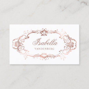 Tarjeta De Visita Rosa de oro de Moda de época elegante decorativa