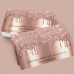 Tarjeta De Visita Rosa de Oro delata a elegante Purpurina Personaliz
