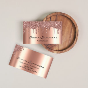 Tarjeta De Visita Rosa de Oro delata a elegante Purpurina Personaliz