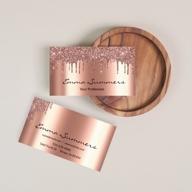 Tarjeta De Visita Rosa de Oro delata a elegante Purpurina Personaliz (Subido por el creador)