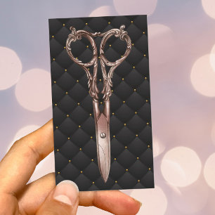 Tarjeta De Visita Rosa de oro elegante de pelo antiguo Scisor Lux Sa
