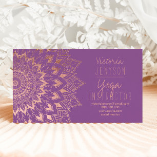 Tarjeta De Visita Rosa de oro floral mandala de instructor de yoga p