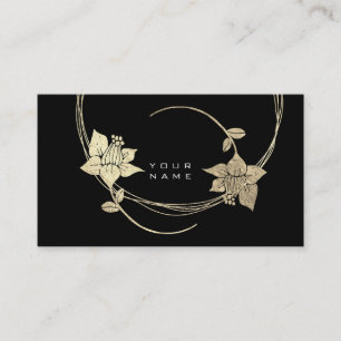 Tarjeta De Visita Rosa de oro Foxier Glam Floral Blanco Negro
