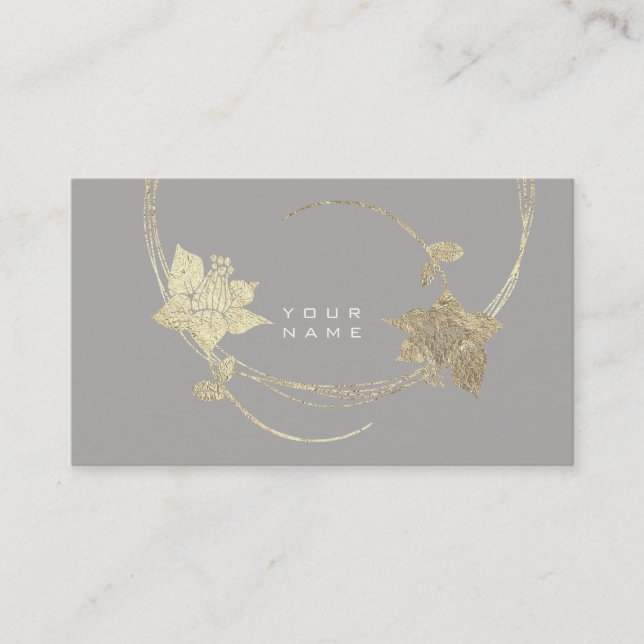 Tarjeta De Visita Rosa de oro Foxier Gray Lila White Floral Glam (Anverso)