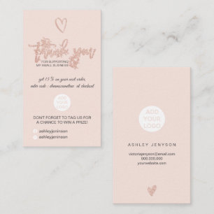 Tarjeta De Visita Rosa de oro guión de sonido de corazón orden de lo