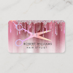 Tarjeta De Visita Rosa de Oro tijeras Artista de maquillaje de pelo