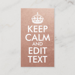 Tarjeta De Visita Rosa de oro y blanco mantener la calma y editar te