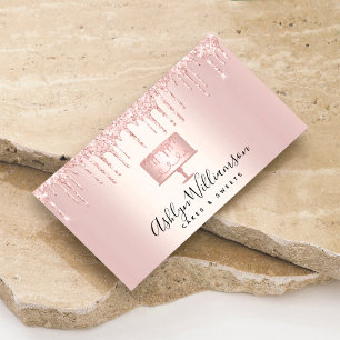 Tarjeta De Visita Rosa de panadería Purpurina de oro Dris pastelero 
