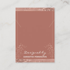 Tarjeta De Visita Rosa de pantalla de collar floral de oro