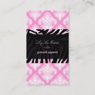 Tarjeta De Visita Rosa de PixDezines+Damasco blanco de Olivia/fondo