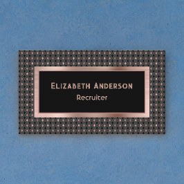 Tarjeta De Visita Rosa de Reclutador de oro negro y cobre elegante