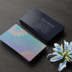 Tarjeta De Visita Rosa de Relieve metalizado dorado Mandala