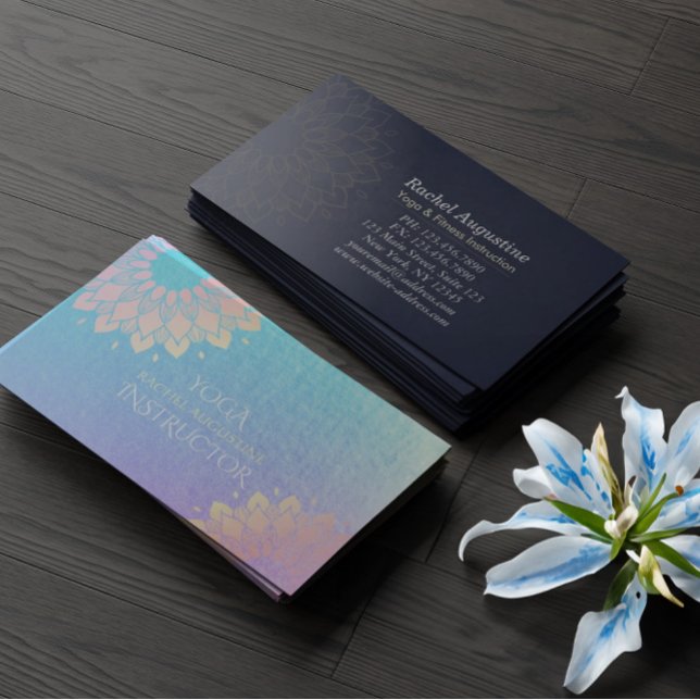 Tarjeta De Visita Rosa de Relieve metalizado dorado Mandala (Subido por el creador)