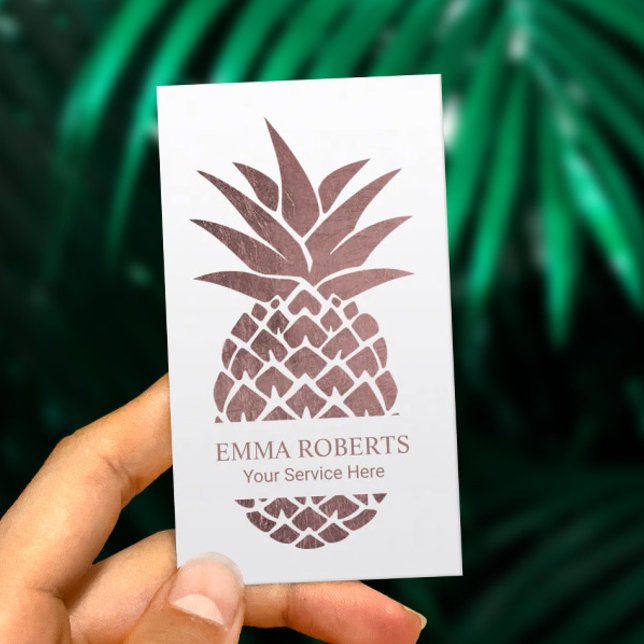 Tarjeta De Visita Rosa de restauración de eventos Gold Pineapple Per (Subido por el creador)