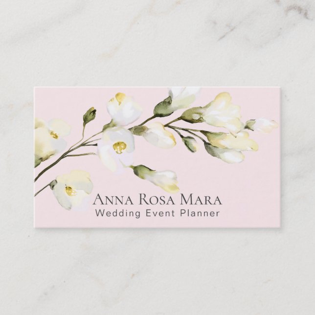 Tarjeta De Visita Rosa de rosas blancos floral moderno de la (Anverso)