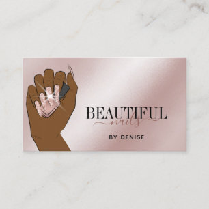 Tarjeta De Visita rosa de salón de uñas mujeres técnica de uñas mano