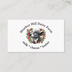 Tarjeta De Visita Rosa de vaca blanco y negro Granja lechera Wreath