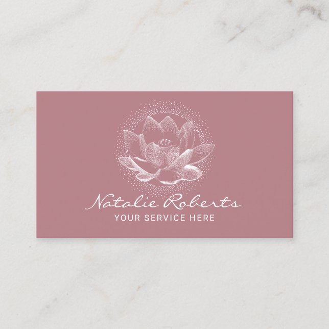 Tarjeta De Visita Rosa de Yoga con flores de Lotus ondulantes (Anverso)