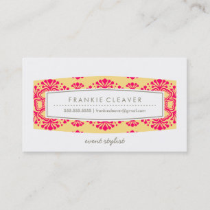 Tarjeta De Visita Rosa del amarillo del estampado de flores del