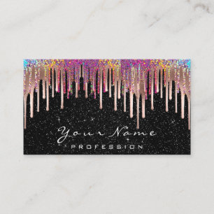 Tarjeta De Visita Rosa del Hológrafo Artista de maquillaje de uñas