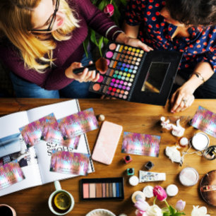 Tarjeta De Visita Rosa del Hológrafo Artista de maquillaje de uñas P