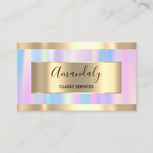 Tarjeta De Visita Rosa del Holograma de maquillaje profesional Busin (Anverso)