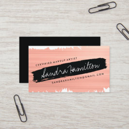 Tarjeta De Visita Rosa del M.U.A. y movimiento inclinado negro del