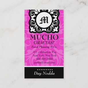 TARJETA DE VISITA ROSA DEL MONOGRAMA DE ROCKIN MUCHO