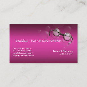 Tarjeta De Visita Rosa del óptico del optometrista elegante
