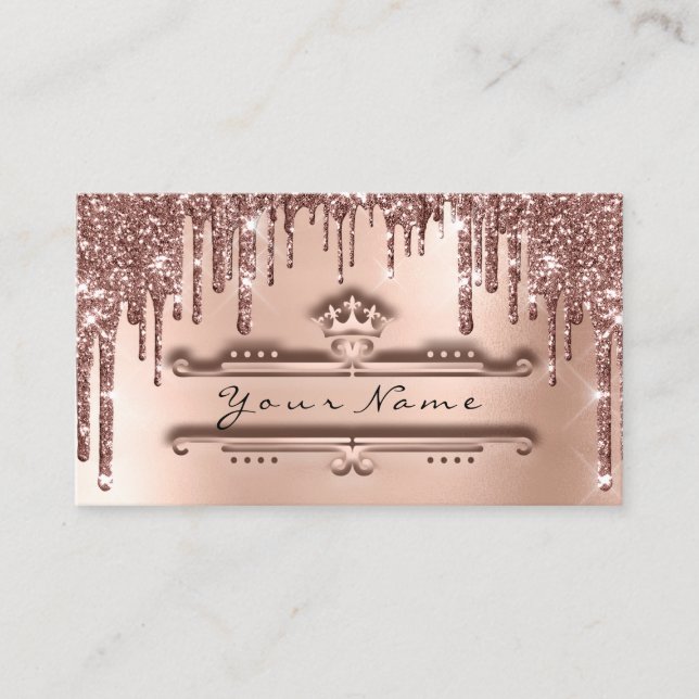Tarjeta De Visita Rosa del planificador de eventos, Purpurina de la  (Anverso)