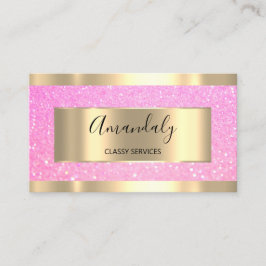 Tarjeta De Visita Rosa del Purpurina del Holograph Gold de maquillaj