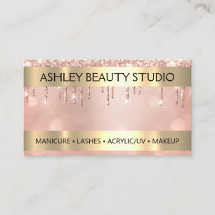 Tarjeta De Visita Rosa del Purpurina del logotipo del artista de las