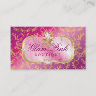 Tarjeta De Visita Rosa divino de oro P de la tiara rosada pródigo